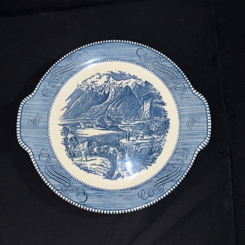 ROYAL China - CURRIER AND IVES -Tab Handled Cake Plate -"The Rocky Mountains"